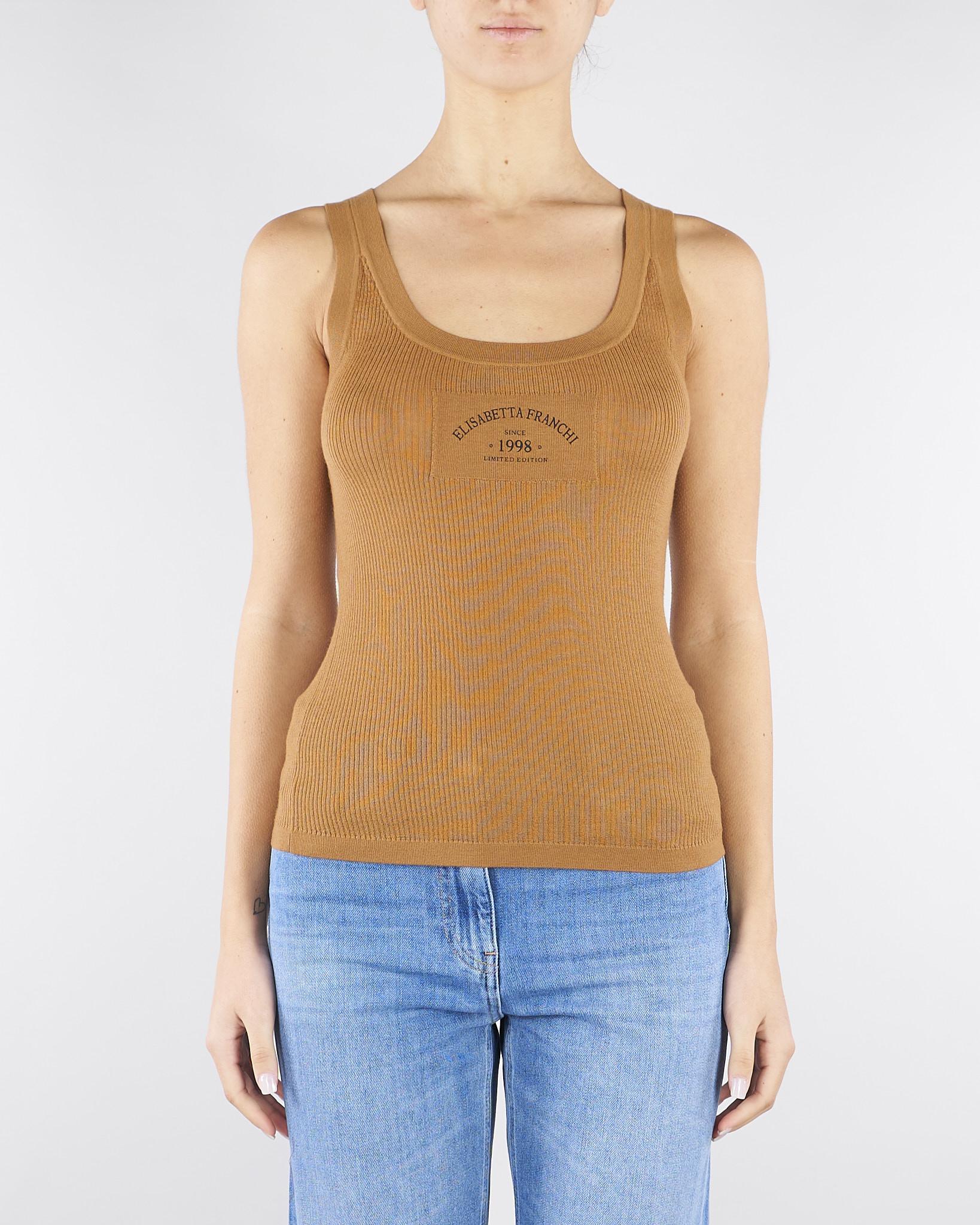 Top Daino in maglia con logo TK80B61E2 AI6 ELISABETTA FRANCHI 