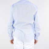 Camicia a righe Blu-Bianco in misto lino e cotone