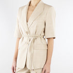 Giacca Beige in tramato light con manica corta GI00601TTEL0014 V0778 SIMONA CORSELLINI 