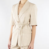 Giacca Beige in tramato light con manica corta GI00601TTEL0014 V0778 SIMONA CORSELLINI 