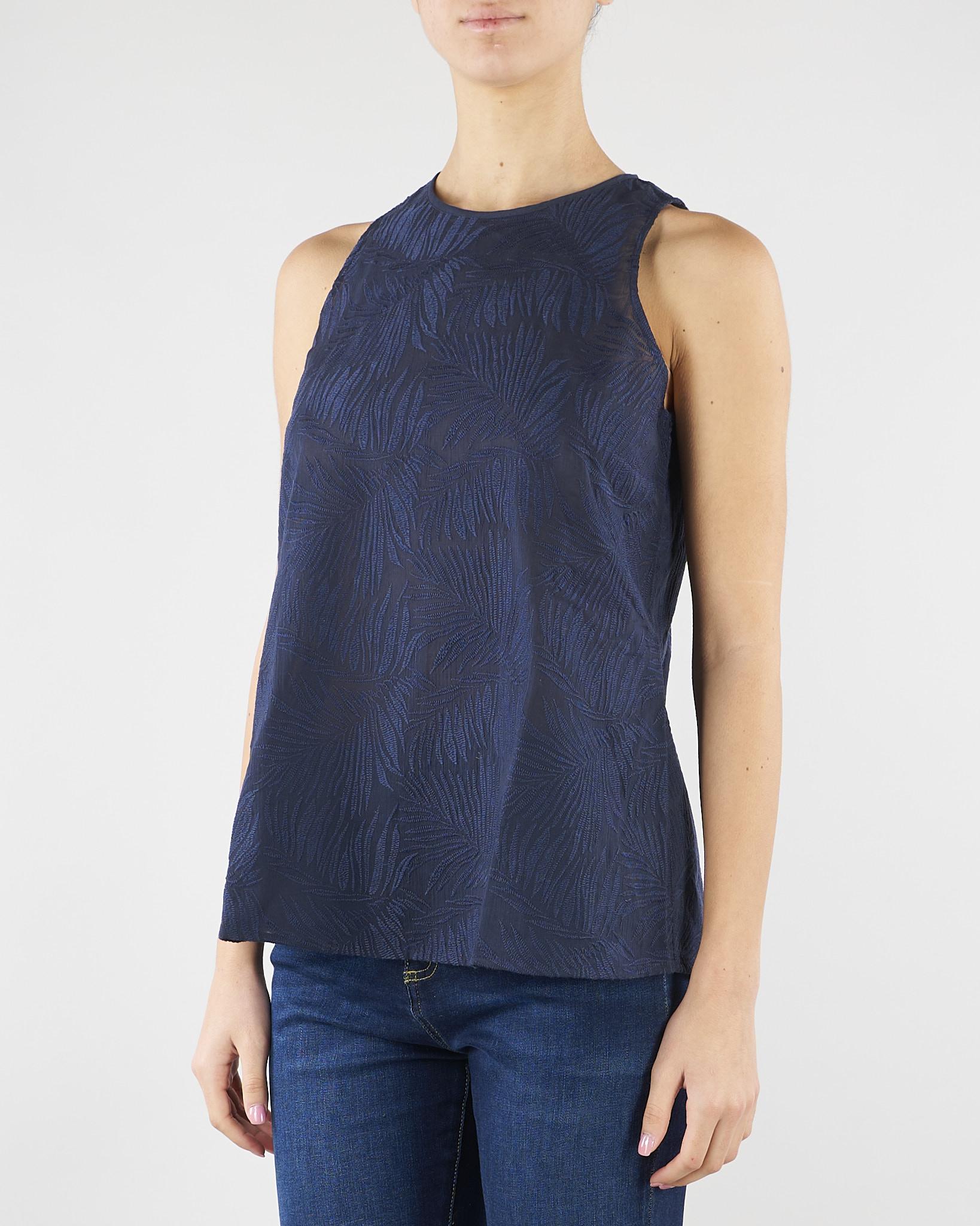 Top Blu in mussola ricamata PBBPOLIS 3 PENNY BLACK 