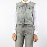 Gilet in Denim Grigio con Glitter DF5052 90 VICOLO 