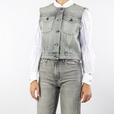 Gilet in Denim Grigio con Glitter DF5052 90 VICOLO 