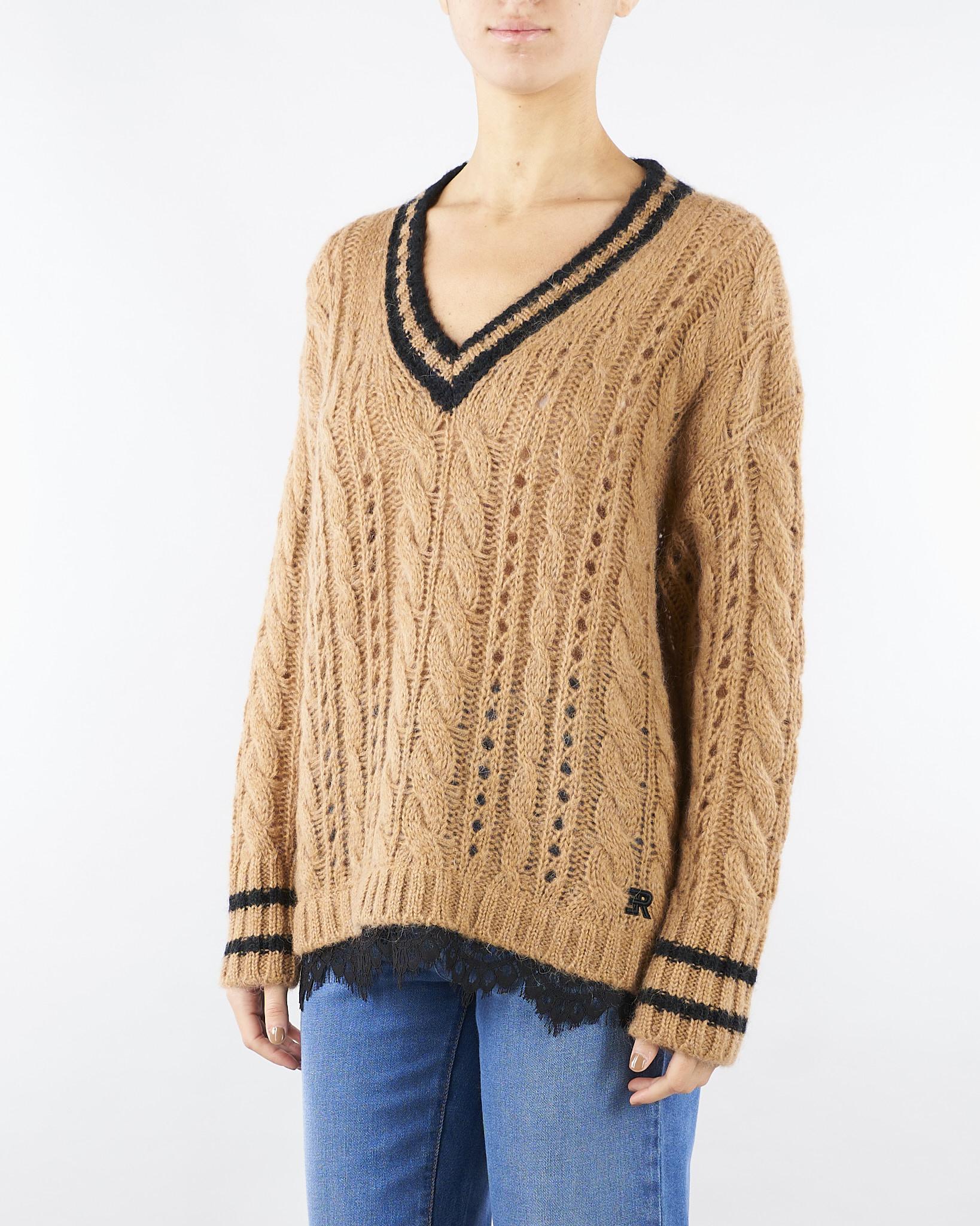 Maglia Cammello in misto lana e mohair con profili a contrasto D47EM029EO2 MF784 ERMANNO BY ERMANNO SCERVINO 