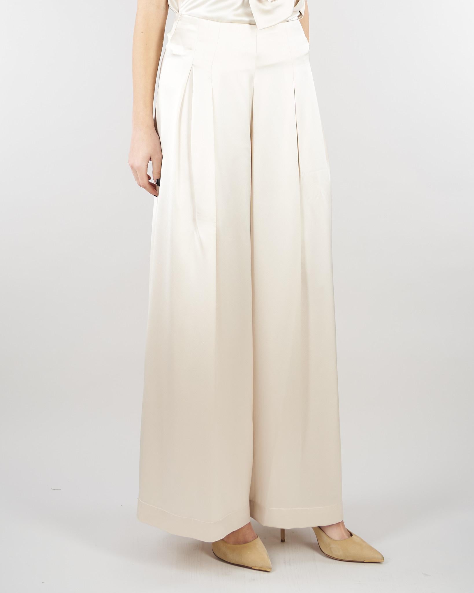 Pantalone Champagne in satin wide leg SS260349 36 ELEH 