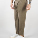 Pantalone Robin Tortora in fresco lana con pences. GC1PSS266900 A029 GOLDEN CRAFT 