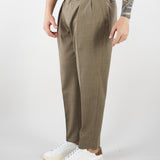 Pantalone Robin Tortora in fresco lana con pences. GC1PSS266900 A029 GOLDEN CRAFT 