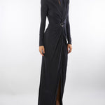 Abito Nero Red Carpet in jersey cupro con drappeggi ABR0656E2 110 ELISABETTA FRANCHI 