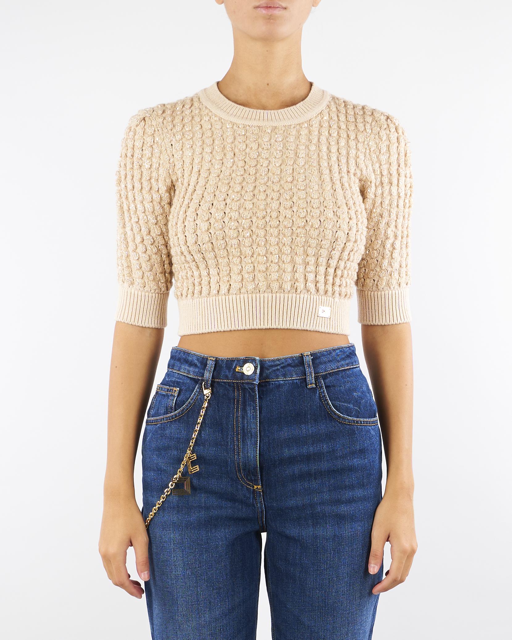 Top Honey in maglia bouclé con paillettes MK18Q56E2 EA2 ELISABETTA FRANCHI 