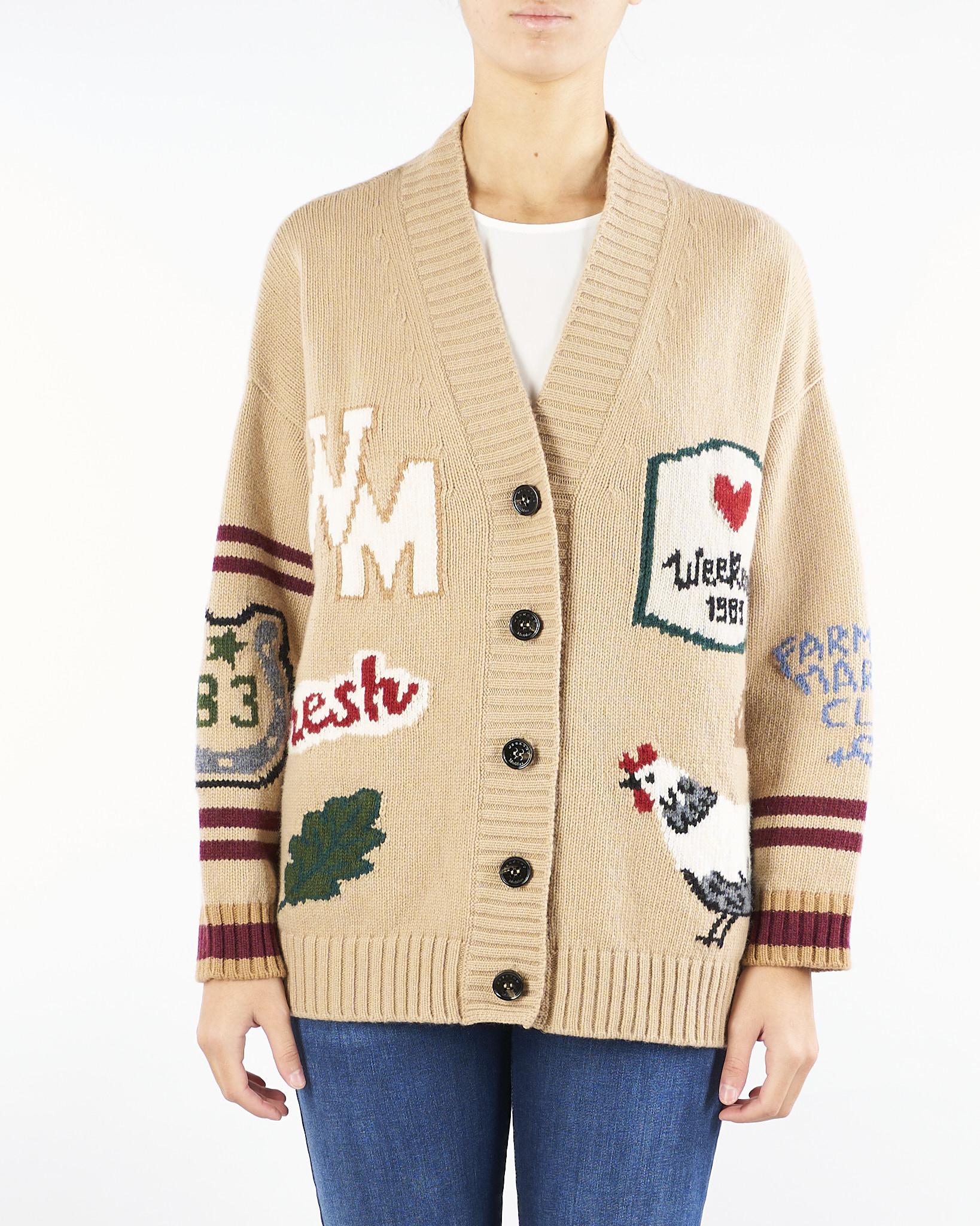 Cardigan Beige over in filato di lana BELGIO 4 MAX MARA WEEKEND 