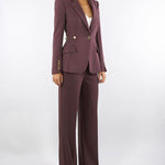 Pantaloni Merlot in crêpe con accessorio gioiello PA09956E2 EA4 ELISABETTA FRANCHI 