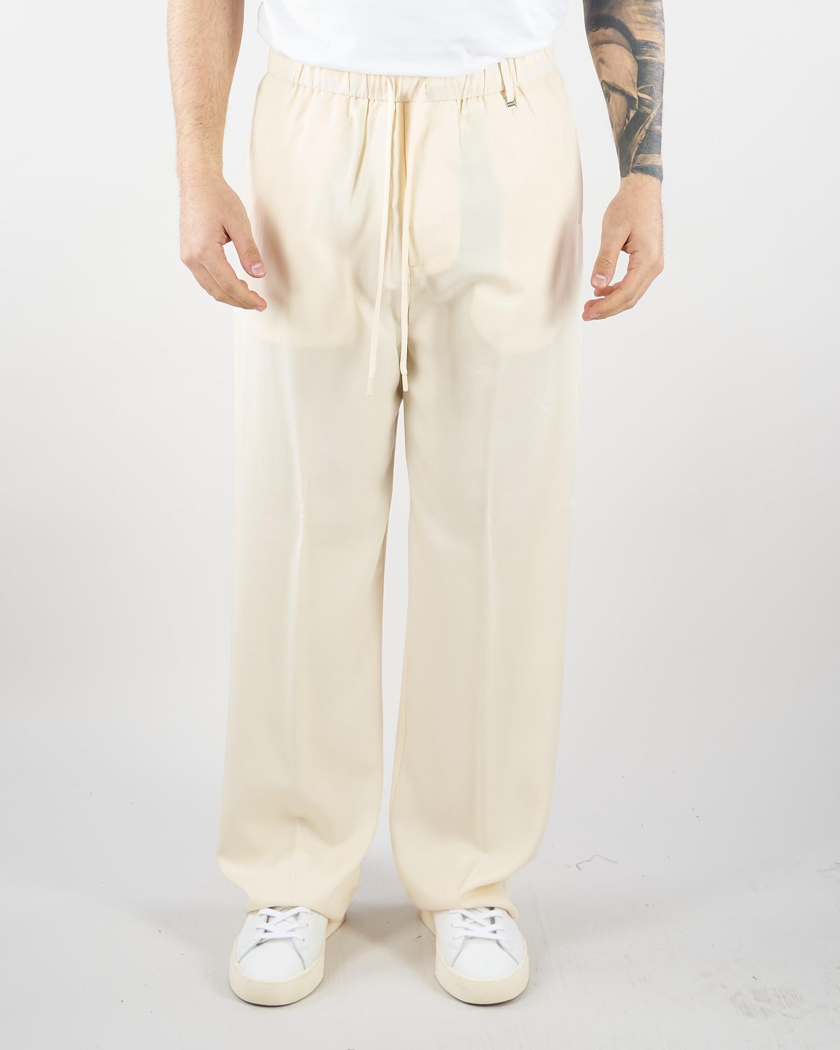 Pantalone Panna in tessuto fluido con gamba e fondo ampio PA3696 2 I'M BRIAN 
