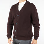 Cardigan Moro a costine in pura lana B9F0020 69M AMARANTO 