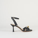 Sandalo Nero in pelle con accessorio gold 7523 99 FRANCESCO SACCO 