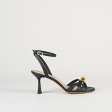 Sandalo Nero in pelle con accessorio gold 7523 99 FRANCESCO SACCO 