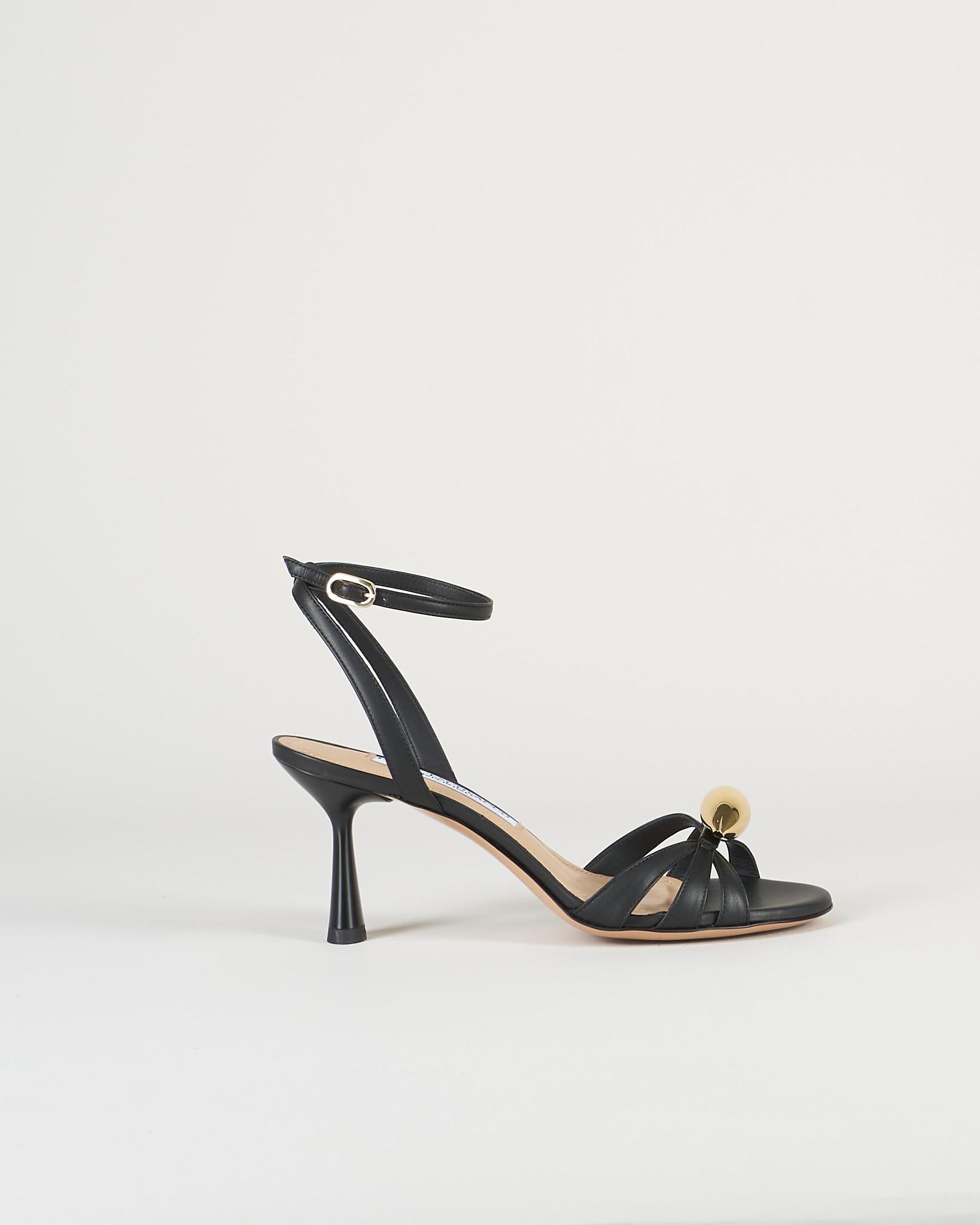Sandalo Nero in pelle con accessorio gold 7523 99 FRANCESCO SACCO 