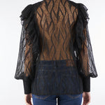 Camicia Nero in pizzo con rouches ACT15175CA0602 99 ACTUALEE 