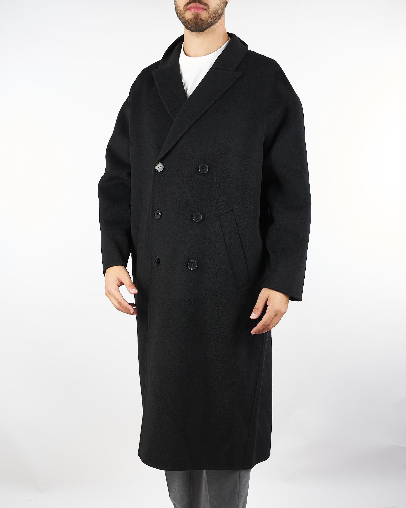 Cappotto Nero Oversize doppiopetto in pura lana B6F0026 99 AMARANTO 