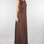 Abito Marrone svasato con pizzo ricamato D48EQ058ES7 MFB24 ERMANNO BY ERMANNO SCERVINO 