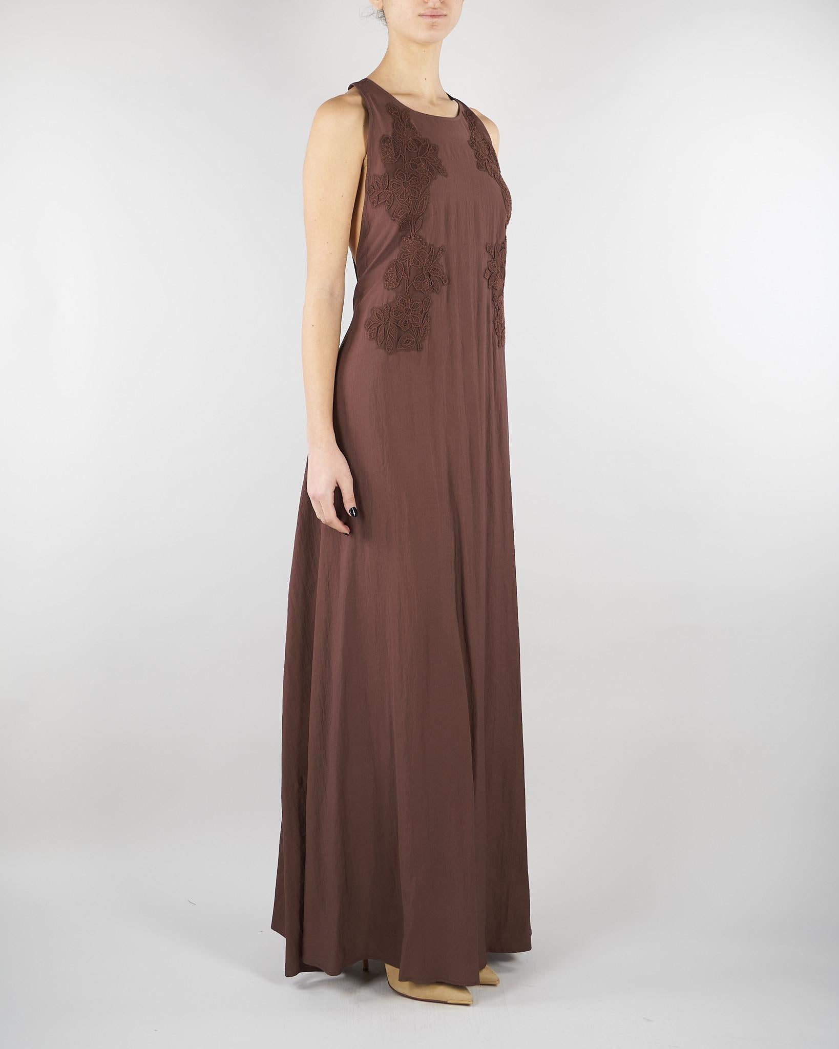Abito Marrone svasato con pizzo ricamato D48EQ058ES7 MFB24 ERMANNO BY ERMANNO SCERVINO 