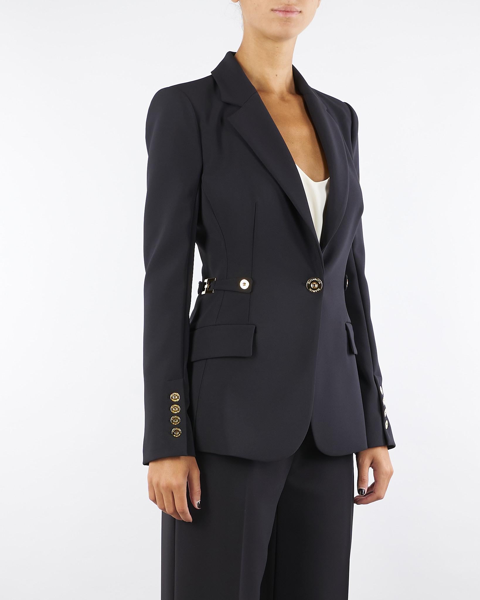 Giacca Nero in crêpe leggero con dettagli gioiello GI17556E2 110 ELISABETTA FRANCHI 