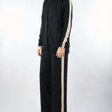 Pantalone Nero in maglia con banda laterale a contrasto RI5NT031 0001 ICONA 