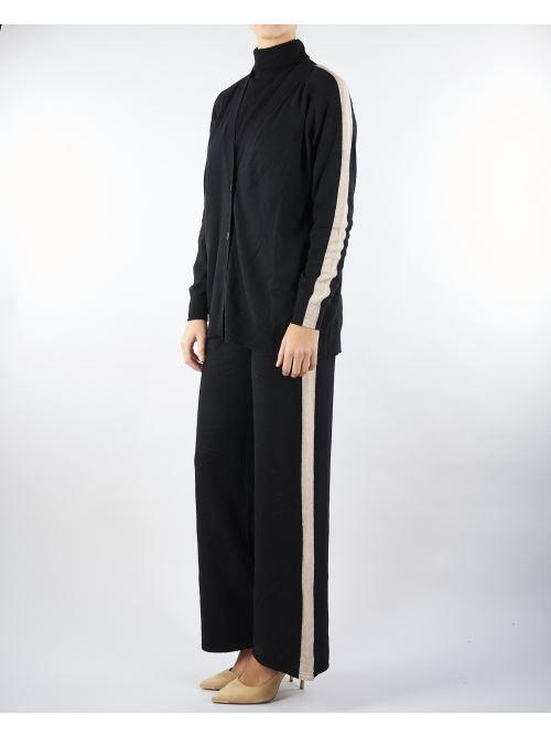 Pantalone Nero in maglia con banda laterale a contrasto RI5NT031 0001 ICONA 