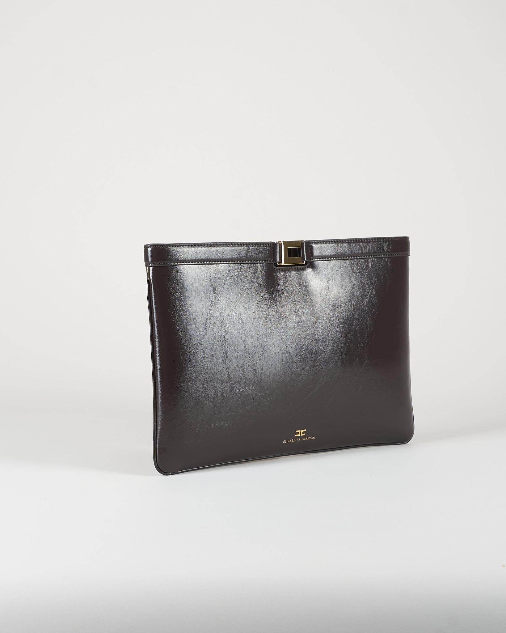 Borsa Dark Chocolate a busta effetto naplak BS18A61E2 EV9 ELISABETTA FRANCHI 