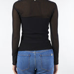 Maglia Nero aderente a costine con dettagli trasparenti 8K0305K143 K103 PATRIZIA PEPE 