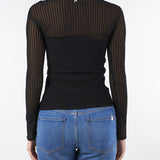 Maglia Nero aderente a costine con dettagli trasparenti 8K0305K143 K103 PATRIZIA PEPE 