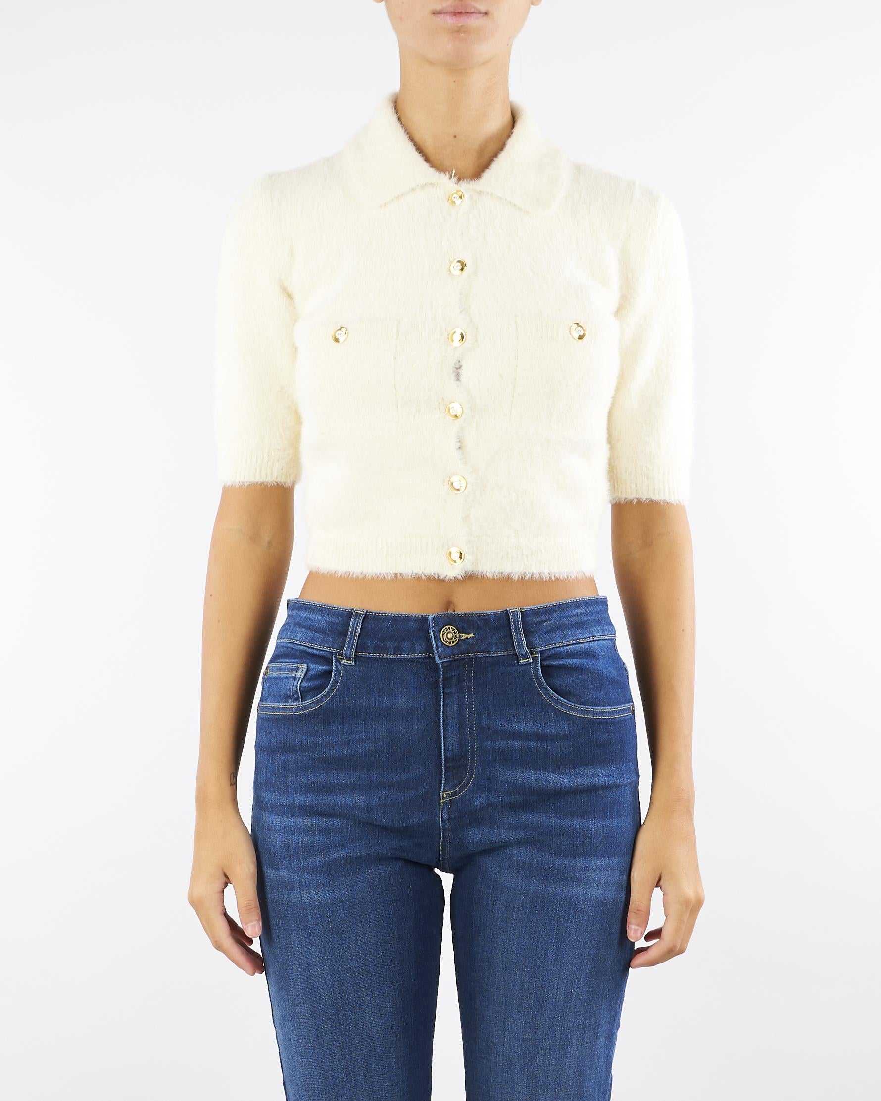 Mini cardigan Milk in maglia con bottoni gioiello MK53T57E2 DZ9 ELISABETTA FRANCHI 