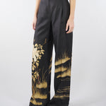 Pantalone Nero fluido in seta stampata MSEMAPPA 3 MAX MARA STUDIO 