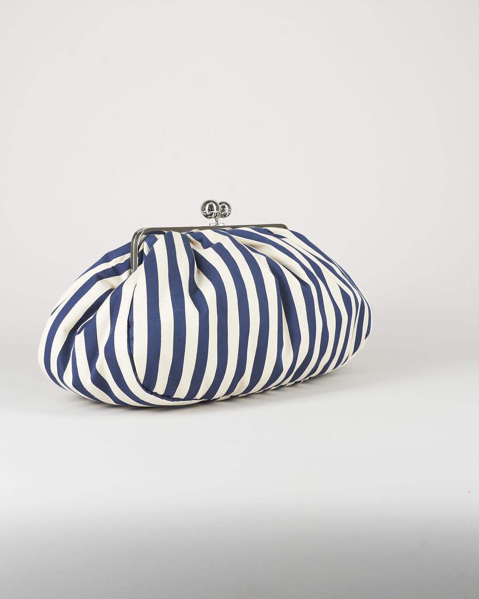 Pasticcino Bag Blu-Bianco  large in cotone a righe WKACACHI 3 MAX MARA WEEKEND 