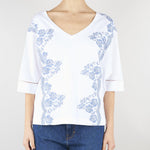 T-shirt Bianco con pizzo ricamato D48EL032EE4 MFA39 ERMANNO BY ERMANNO SCERVINO 