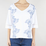 T-shirt Bianco con pizzo ricamato D48EL032EE4 MFA39 ERMANNO BY ERMANNO SCERVINO 