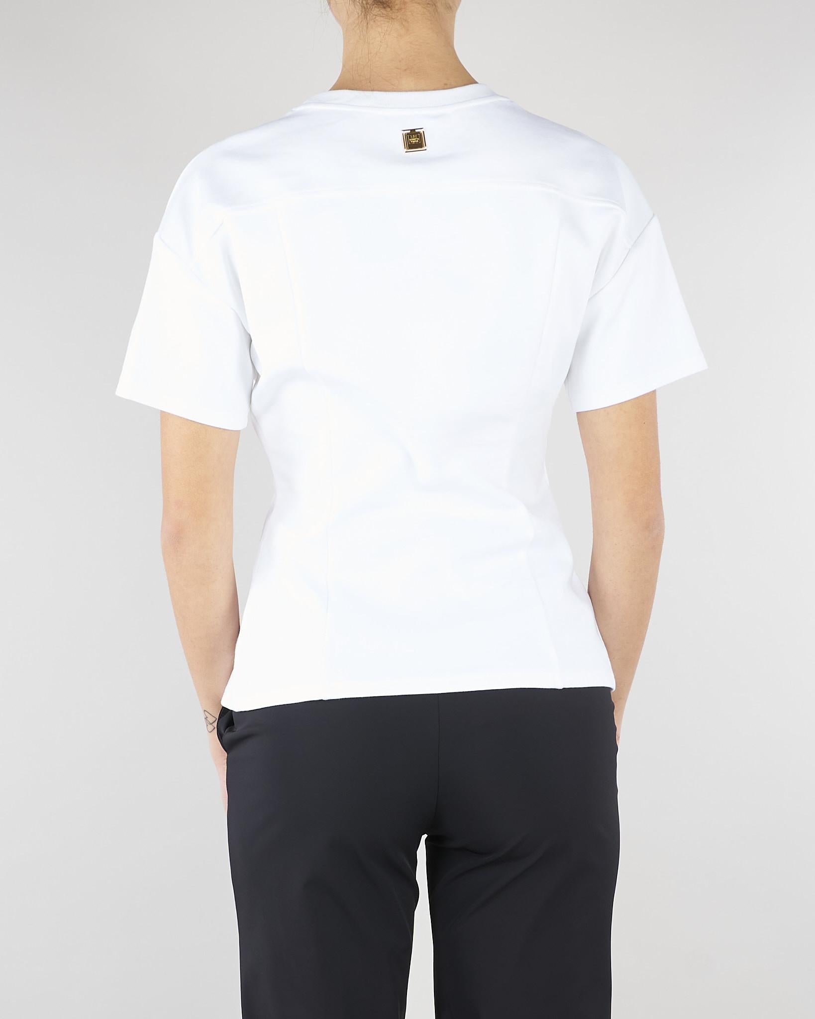 T-shirt Gesso con bottoni gold MA00461E2 270 ELISABETTA FRANCHI 