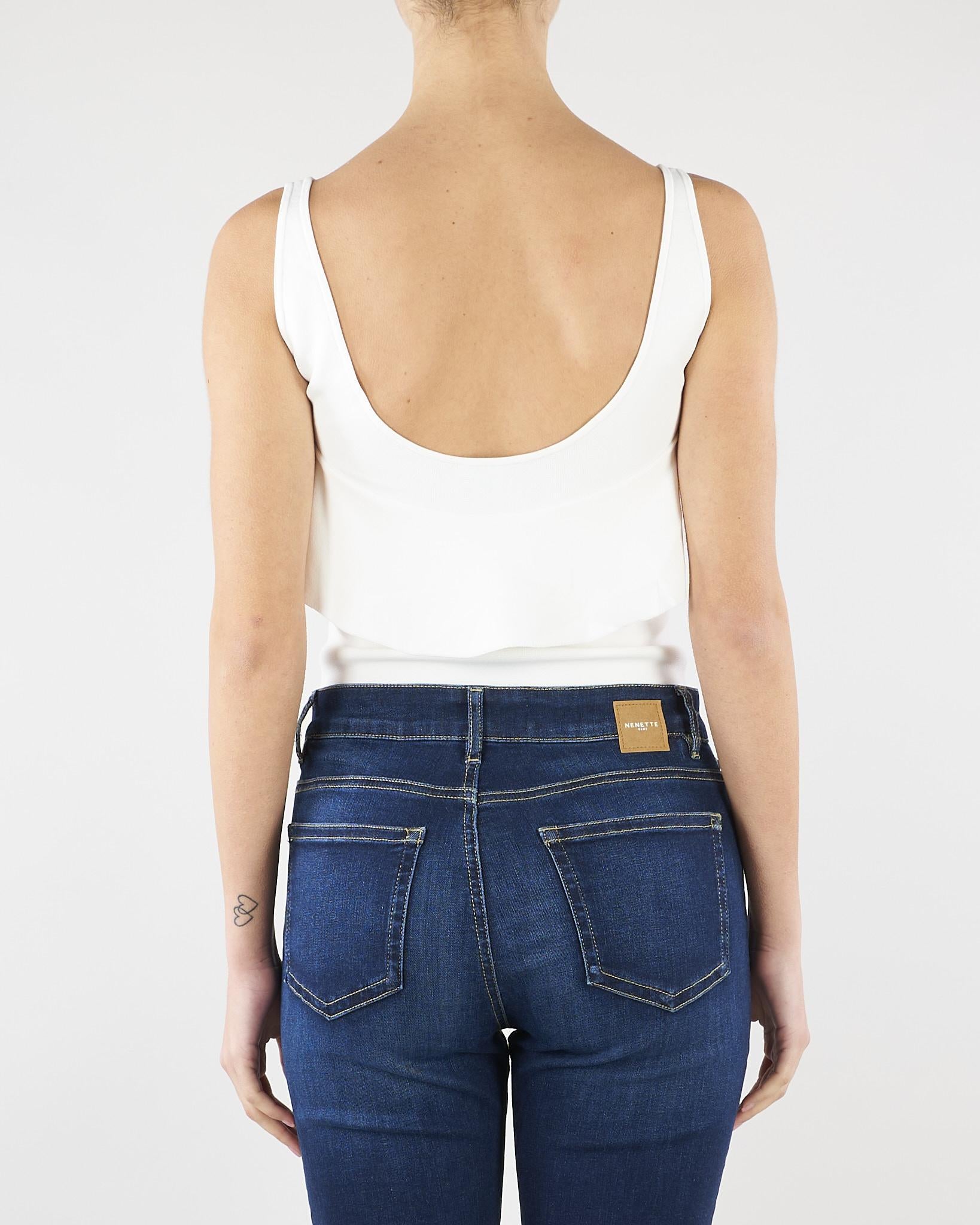 Body Avorio in maglia punto stoffa con volant BK86B62E2 360 ELISABETTA FRANCHI 