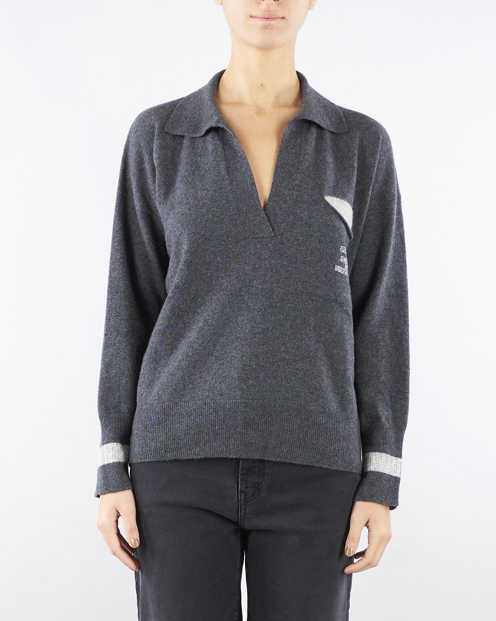 Maglia a polo Antracite con logo D47EM022E04 MF09791 ERMANNO BY ERMANNO SCERVINO 