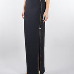 Gonna Nero in crêpe leggero con zip gioiello GO16561E2 110 ELISABETTA FRANCHI 