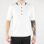 Polo Bianco in maglia di viscosa con collo jacquard LM26005 A014 LOW BRAND 