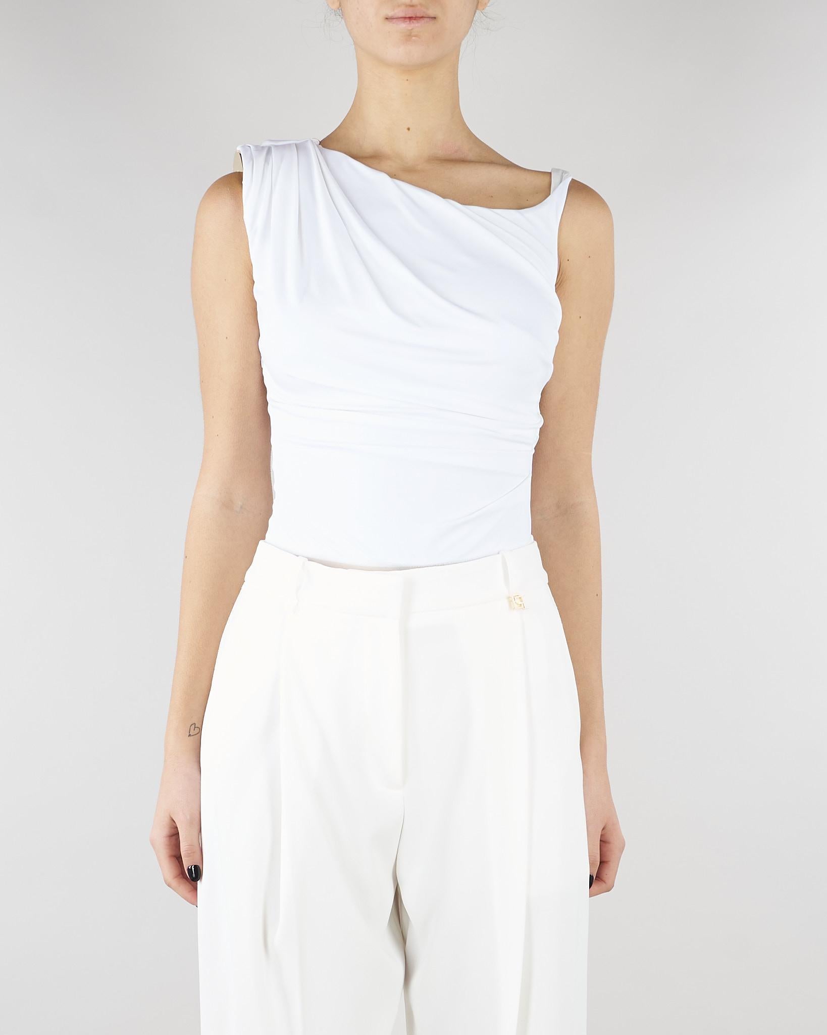 Body Avorio in jersey con spalla gioiello BO01361E2 360 ELISABETTA FRANCHI 
