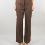 Pantalone Marrone in canvas di lino WKDMALIZIA 37 MAX MARA WEEKEND 