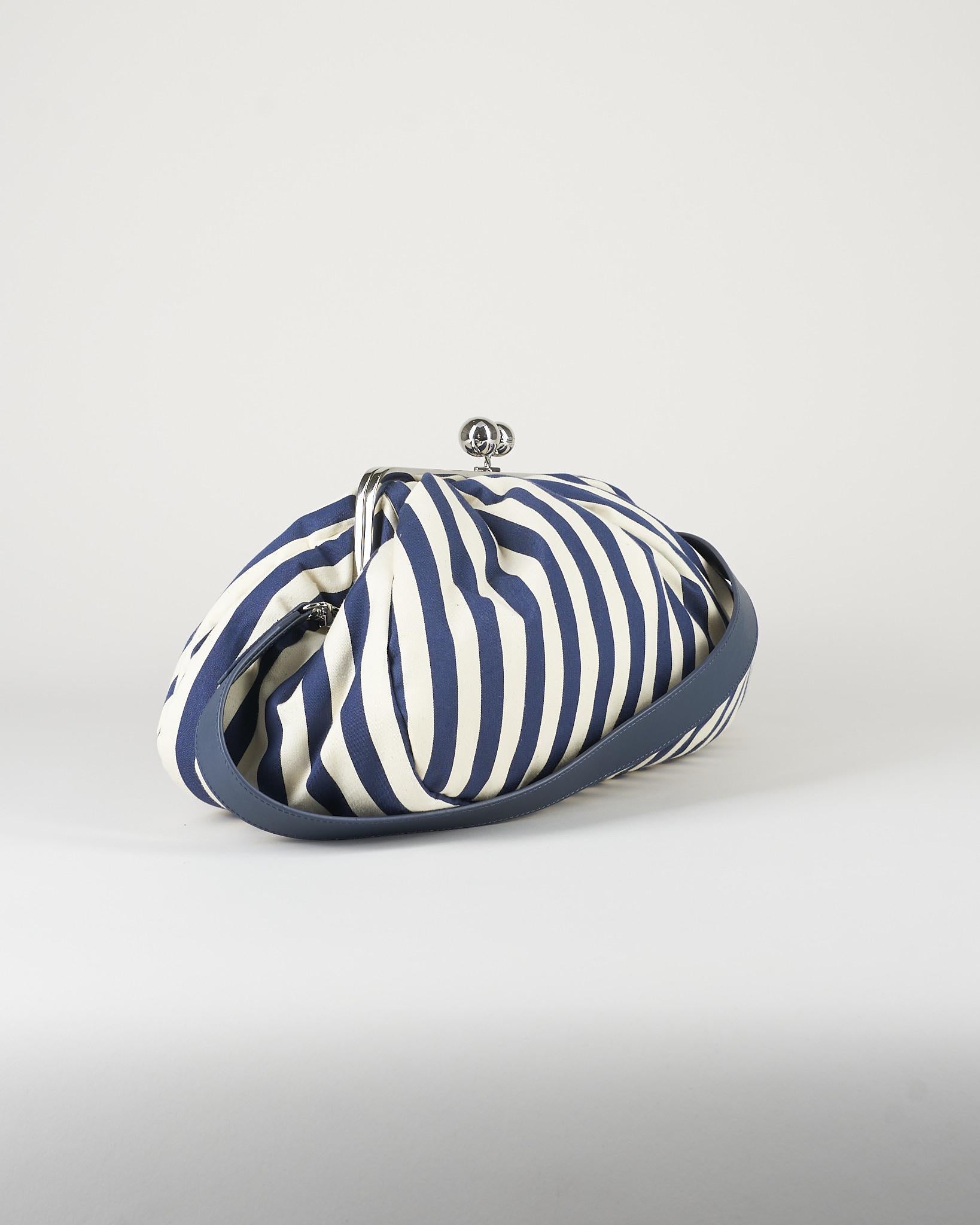 Pasticcino Bag Blu-Bianco  large in cotone a righe WKACACHI 3 MAX MARA WEEKEND 
