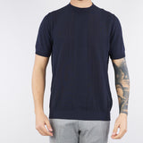 Maglia Blu jacquard in cotone ice crèpe