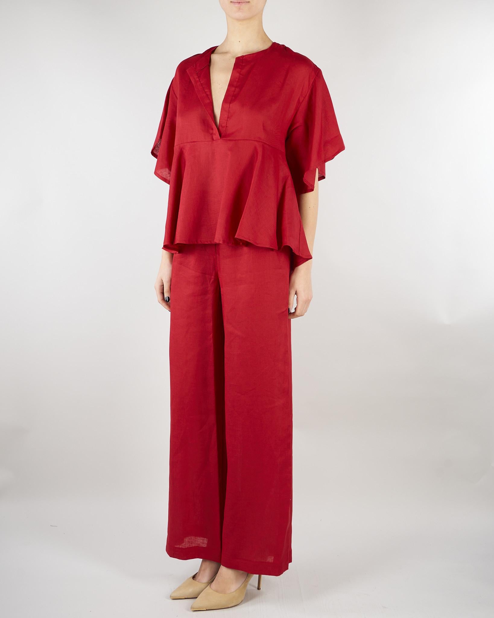 Blusa Rosso in lino SP5LE033 4031 ICONA 