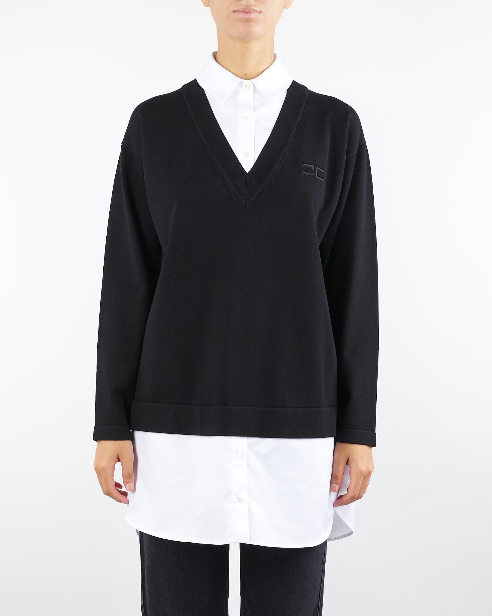 Abito in maglia di viscosa Nero-Bianco e popeline di cotone AM09T56E2 222 ELISABETTA FRANCHI 