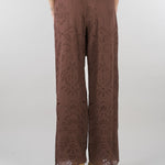 Pantalone Marrone in mussola con ricamo sangallo D48EP050EN0 MFB24 ERMANNO BY ERMANNO SCERVINO 