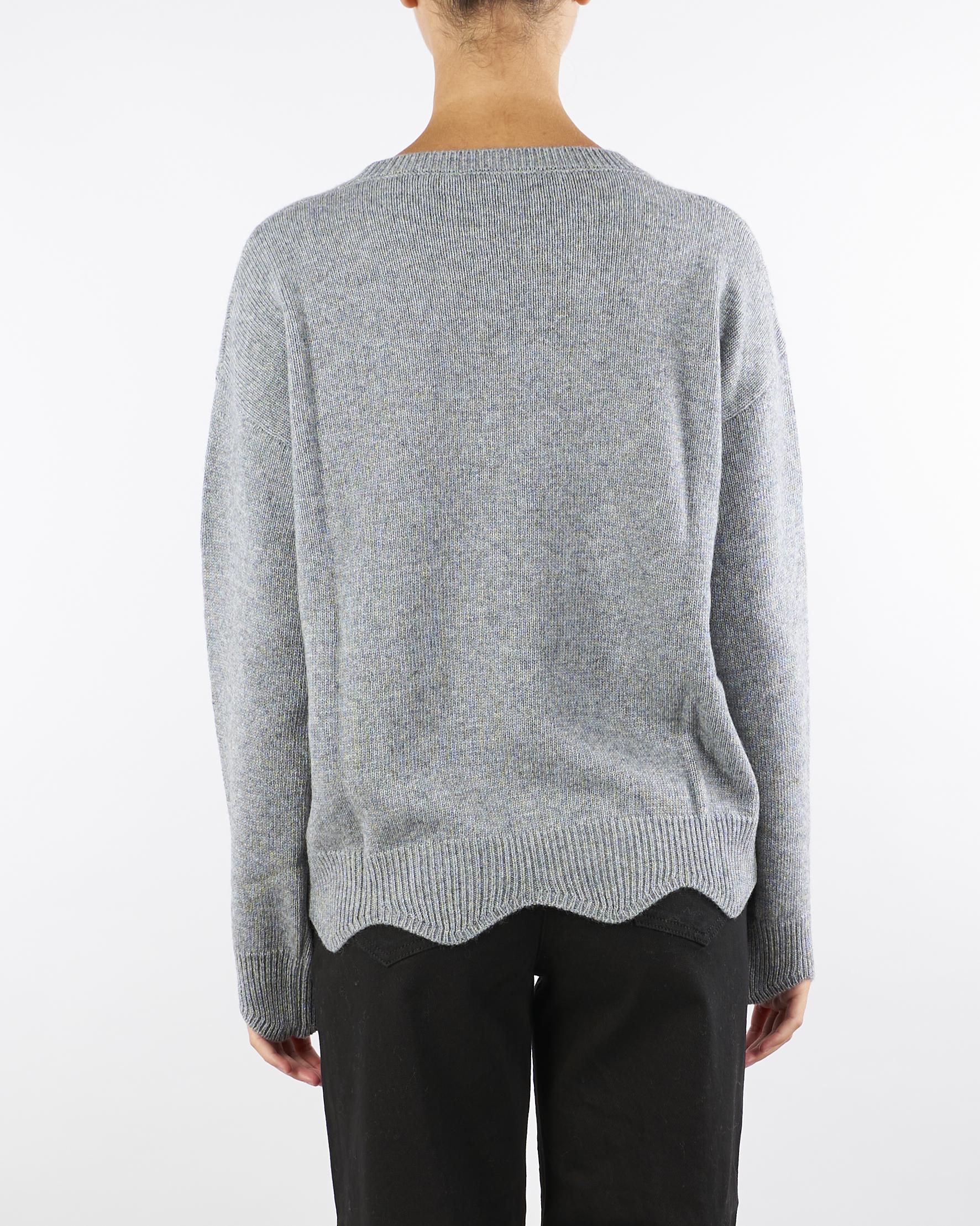 Maglia Grigio in misto lana e cashmere con ricamo A8255675 7 CLIPS 