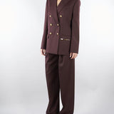 Pantaloni Cacao in fresco lana con placca gioiello PA15761E2 644 ELISABETTA FRANCHI 
