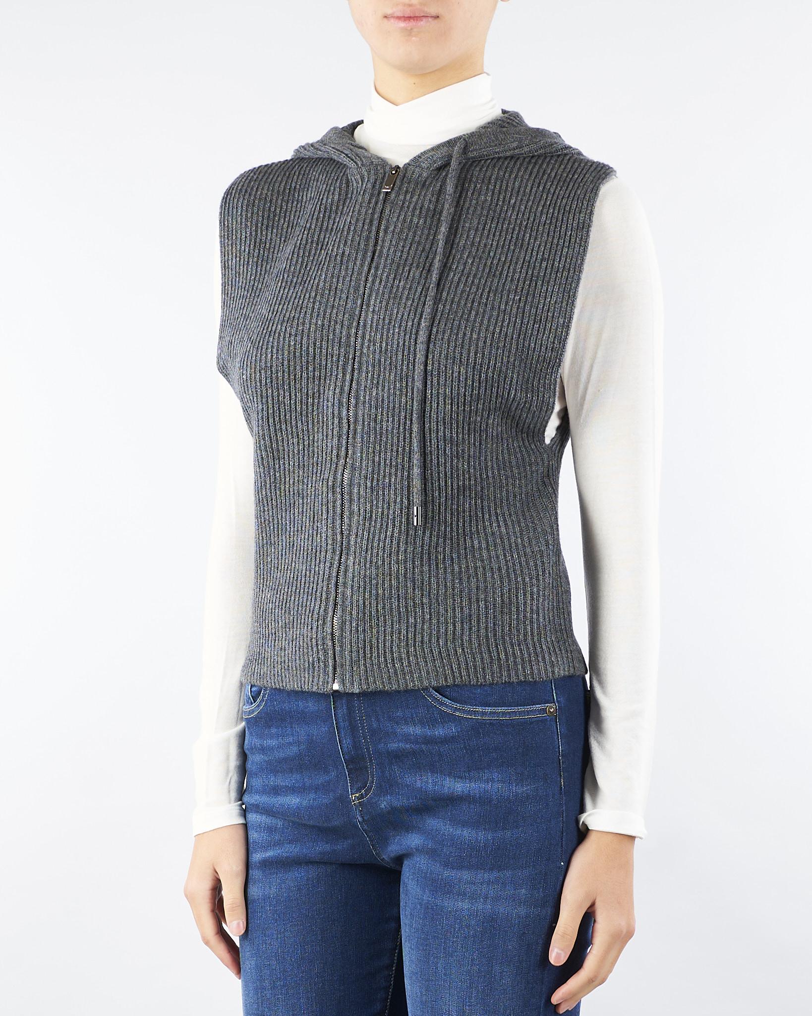 Gilet Antracite con cappuccio in lana e cachemire MESCAL 10 MAX MARA STUDIO 